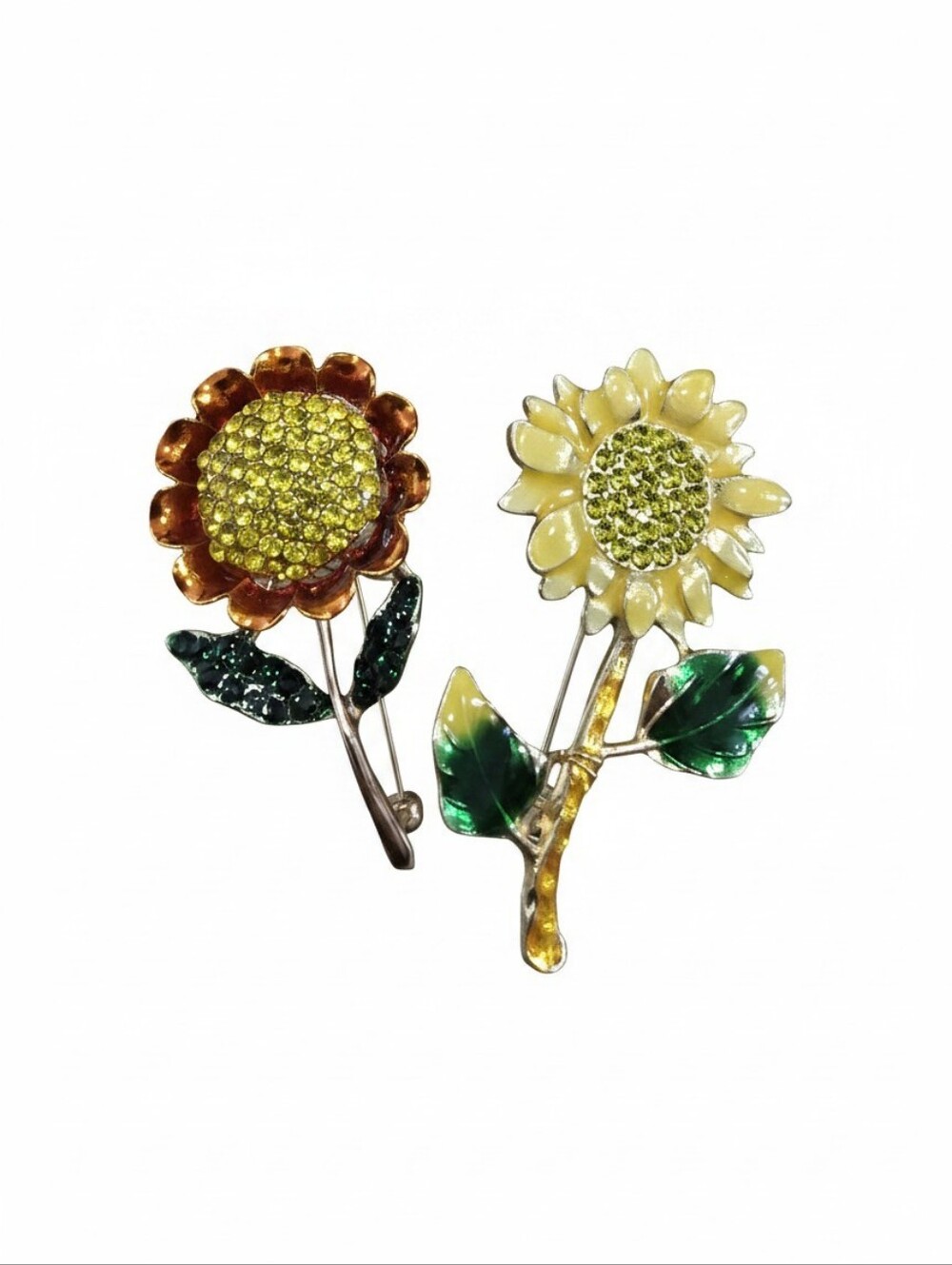 Stunning Sparkling Floral Sunflower Crystal Brooch's.